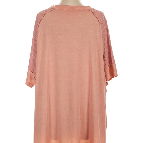 POL Peachy Coral Oversized Waffle-Knit Sleeves Tunic - Picture 2 of 7